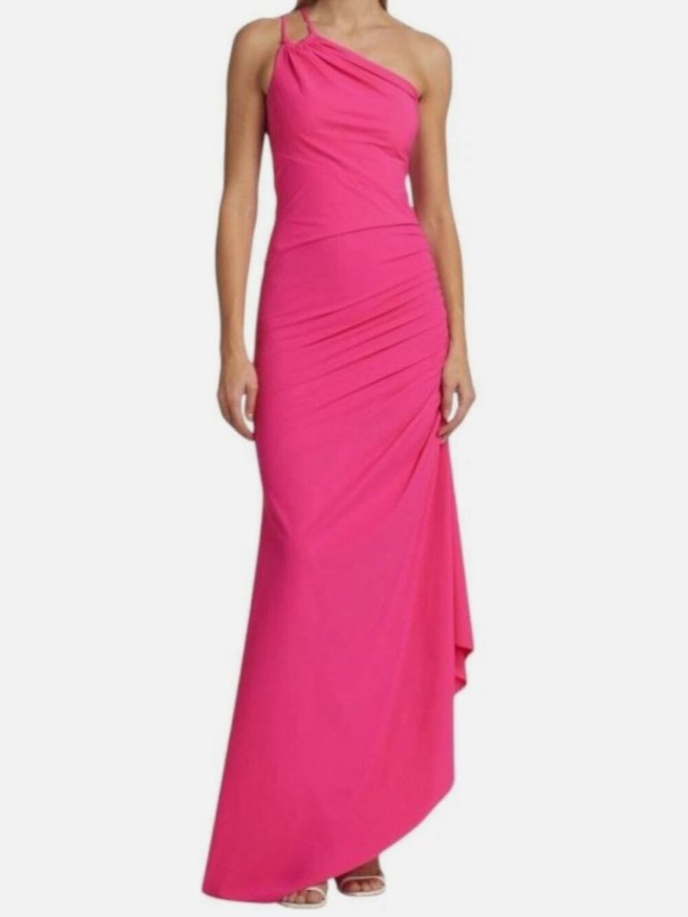 Chiara Boni La Petite Robe Women's Pink Ruched One-Shoulder Gown Dress Size 48
